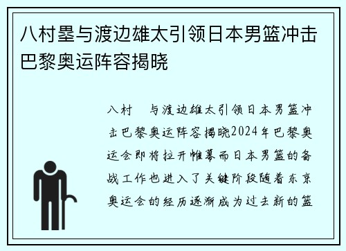 八村塁与渡边雄太引领日本男篮冲击巴黎奥运阵容揭晓